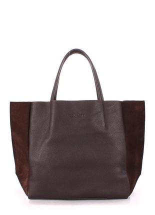 Женская кожаная сумка poolparty soho коричневая1 фото