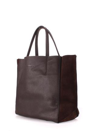Женская кожаная сумка poolparty soho коричневая2 фото