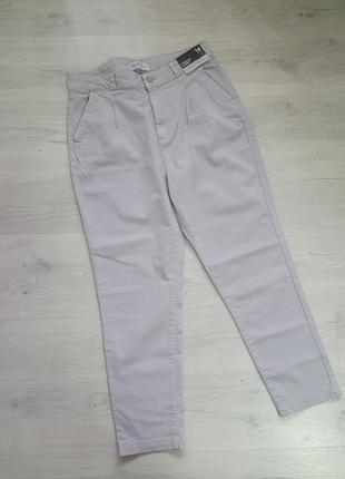 Штани брюки джинси стрейч сірі з високою посадкою чінос висока талія батал