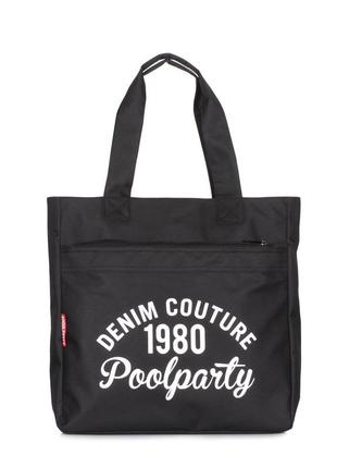 Повседневная текстильная сумка poolparty old school черная1 фото