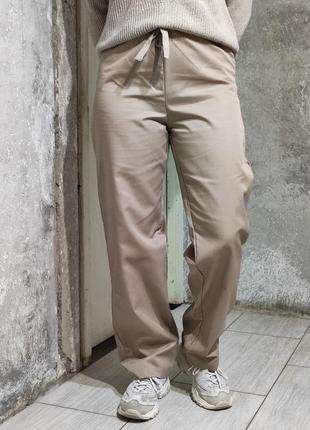 Брюки высокая посадка свободные широкие прямые штаны штани6 фото