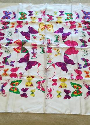 Великий шовковий платок. принт метелики.