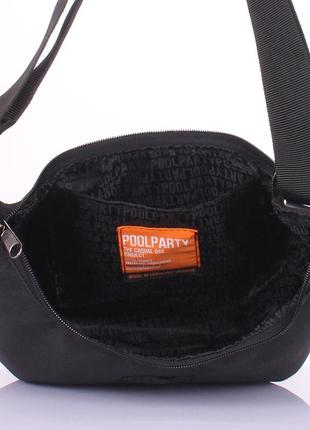Женская текстильная сумка с ремнем на плечо poolparty черная4 фото