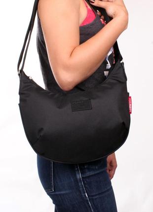 Женская текстильная сумка с ремнем на плечо poolparty черная3 фото