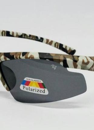 Очки в стиле ray ban мужские солнцезащитные спортивные тактические линзы черные поляризированые оправа камуфляж1 фото