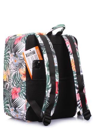 Рюкзак для ручной клади poolparty airport 40x30x20см wizz air / мау с тропическим принтом4 фото