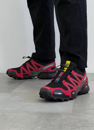 Мужские кроссовки salomon speedcross 3 black red6 фото