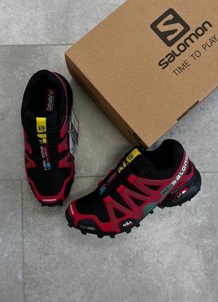 Мужские кроссовки salomon speedcross 3 black red3 фото