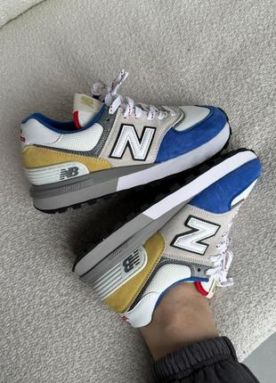 Нью беленс кроссовки new balance 574 legacy grey/ blue yellow8 фото