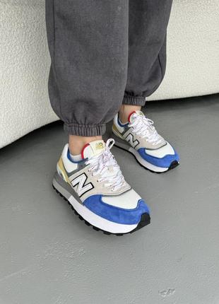 Нью беленс кроссовки new balance 574 legacy grey/ blue yellow10 фото