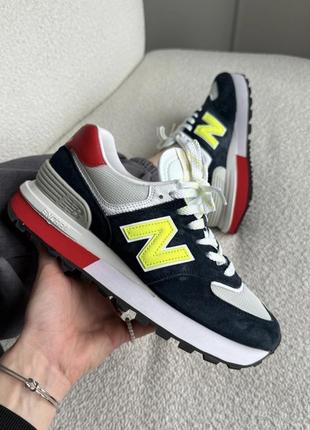 Нью беленс кросівки замша new balance 574 legacy black/ yellow/red