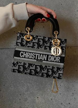 Жіноча сумка christian dior d-lite silver textile