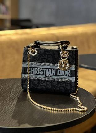 Жіноча сумка christian dior d-lite black textile