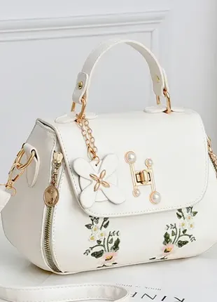 Женская мини сумочка с вышивкой, маленькая сумка с цветочками
