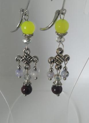 Перидот, агатики. сережки