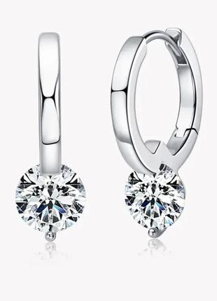 Срібні сережки з діамантами1 фото