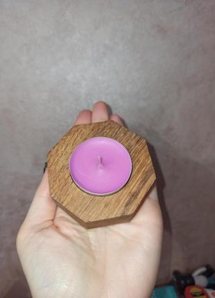 Эко подсвечник деревянный с ароматизированной свечкой2 фото