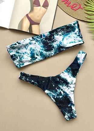 Роздільний купальник з топом в мармуровий принт
