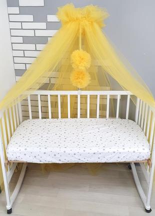 Балдахін-шатер на дитяче ліжечко з легкої дихаючої євро-сітки (євро-фатін) 9х1,7 метри - жовтий1 фото