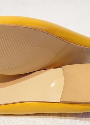 Жіночі шкіряні туфлі балетки 39 40 жовтого кольору шкіра жовті7 фото