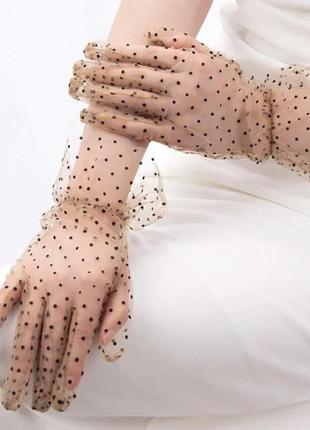 Перчатки с сетки в горох 2