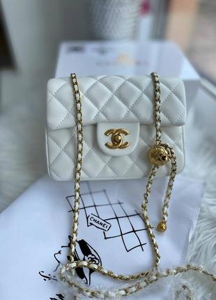 Шикарна біла сумочка chanel premium cмука