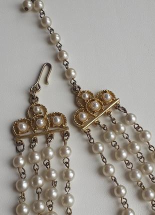 Красивое винтажное ожерелье с бусинами под жемчуг3 фото