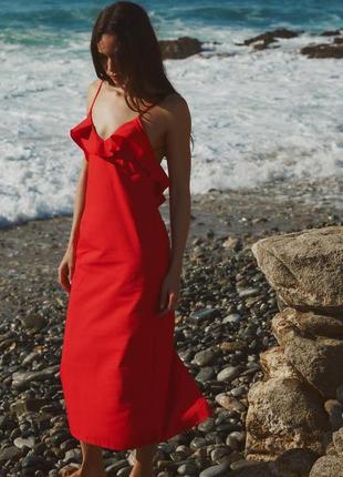 Червона габардинова сукня zara new