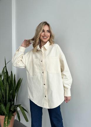 Джинсовая коттоновая рубашка оверсайз на кнопках с карманами, женская рубашка оверсайз 100% коттон5 фото
