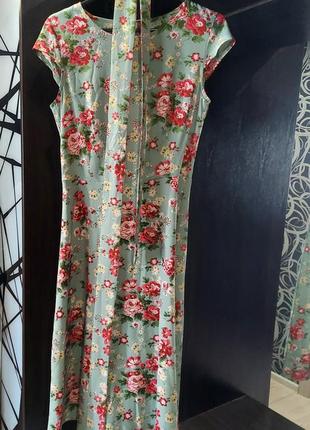 Цветочное легкое платье миди с поясом от vovk, украина 42 размер10 фото