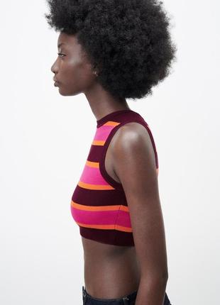 Кроп топ в полоску широкая цветная зара