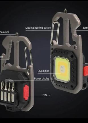 Ліхтар з викруткою optima mini cob 700 алюмінієвий кишеньковий водонепроникний (op-mini cob700)3 фото