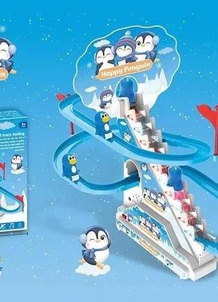 Музыкальная игрушка-трек пингвины на горке 3311 "happy penquim", синий с белым3 фото