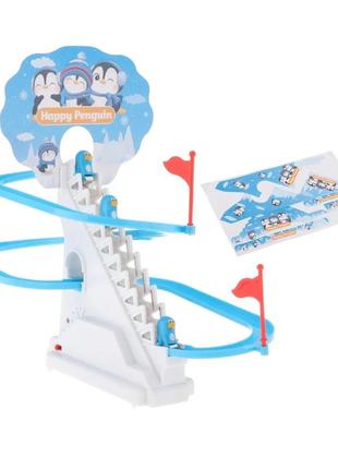 Музыкальная игрушка-трек пингвины на горке 3311 "happy penquim", синий с белым4 фото