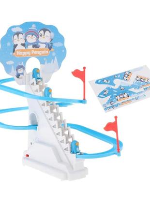 Музыкальная игрушка-трек пингвины на горке 3311 "happy penquim", синий с белым5 фото