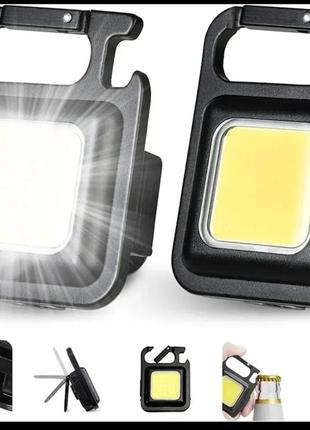 Фонарик брелок с открывателем и магнитом cob led 500 lm водонепроницаемый