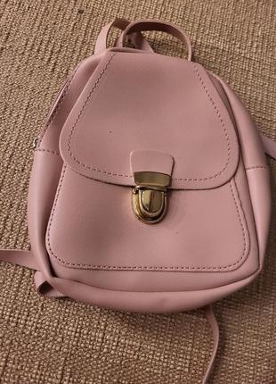 Рюкзачек сумочка розовый рюкзак мини маленький плечи  клатч