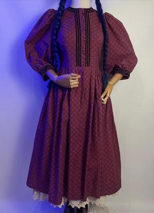 Австрии тироль винтажное пышное платье в цветочный принт с объемными рукавами буфами дирндль фартук в стиле laura ashley1 фото