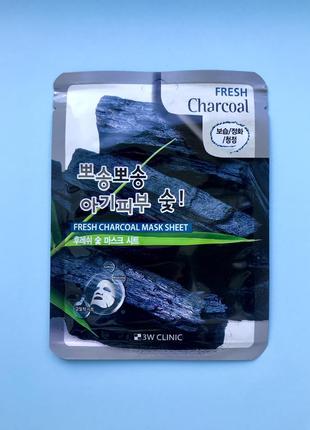 Корейська тканинна маска з деревним вугіллям 3w clinic fresh black mask sheet