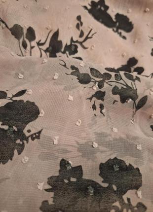 Шифоновая блузка рюши в цветочный принт горошек5 фото