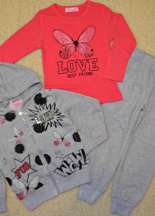 Спортивний костюм для дівчаток, відмінна якість, рикотаж двонитка, 65% бавовна.   розмір 4. 8