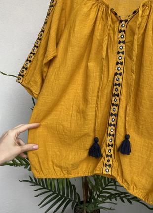 Индия натуральная блуза этно бохо с вышивкой узором кисточками9 фото