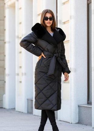 Зимнее пальто с эко-хром2 фото
