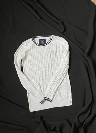 Светер кофта polo Shanghai белая с розовым кузнечком