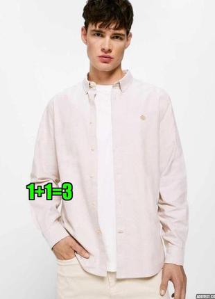 😉1+1=3 фирменная светло-розовая приталенная мужская рубашка slim fit farah, размер 48 - 50