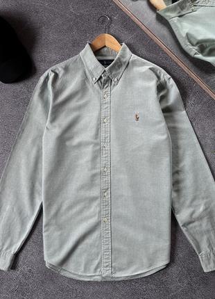 Чоловіча бірюзова сорочка з довгим рукавом polo ralph lauren оригінал розмір l1 фото