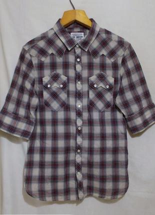 Рубашка легкая в клетку 'allsaints' 'deadwood 1/2 slv shirt' 46-48р1 фото