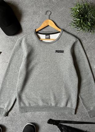 Мужской серый базовый свитшот puma оригинал размер s/m как новый