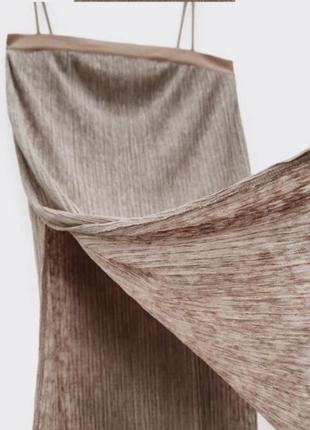 Подовжена сукня подовжений топ з розпірками з боків плісе сарафан7 фото
