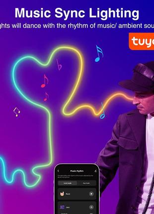 Гибкая светодиодная неоновая лента rgb 10м с синхронизацией музыки (12-24 в, 84...